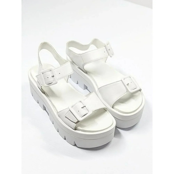 Kendall + Kylie Women's White Treaded Wave Leather Sandals Size 7 M (MSRP $125) - Picture 3 of 10